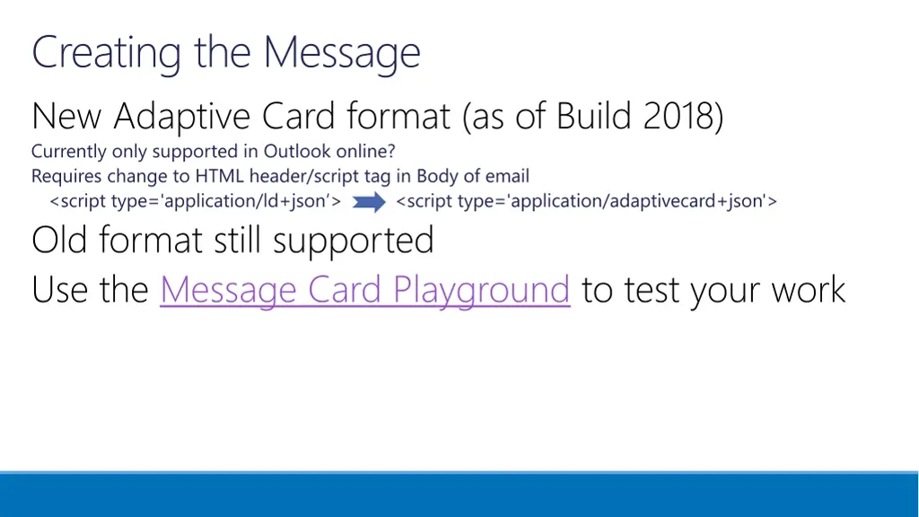 creating the message new adaptive card format