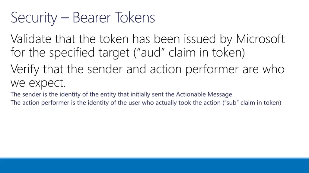 security bearer tokens validate that the token