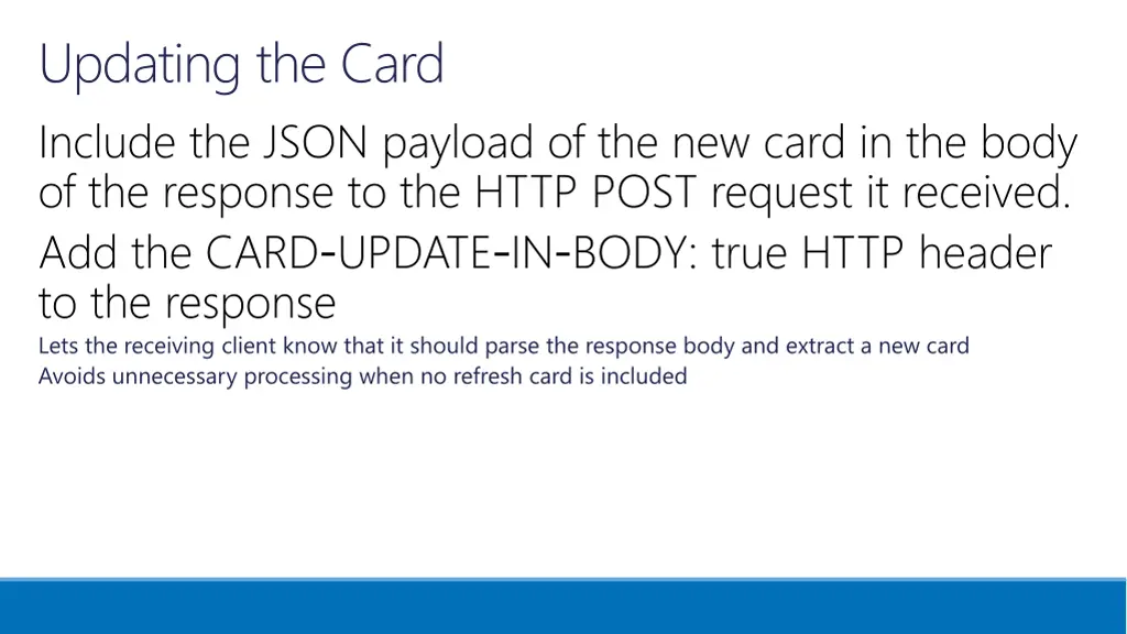 updating the card include the json payload