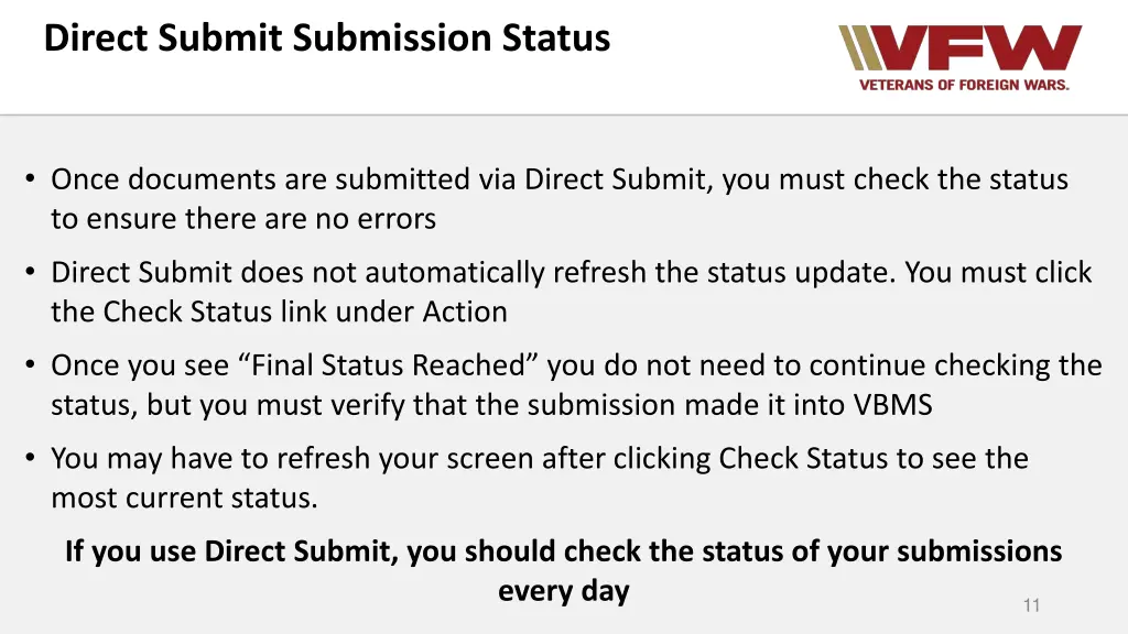 direct submit submission status