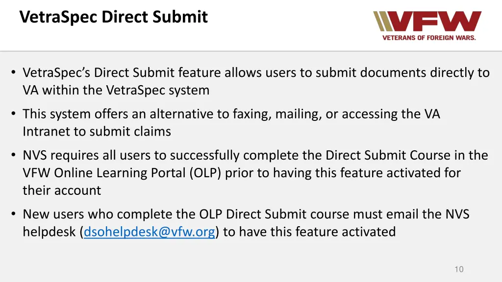 vetraspec direct submit