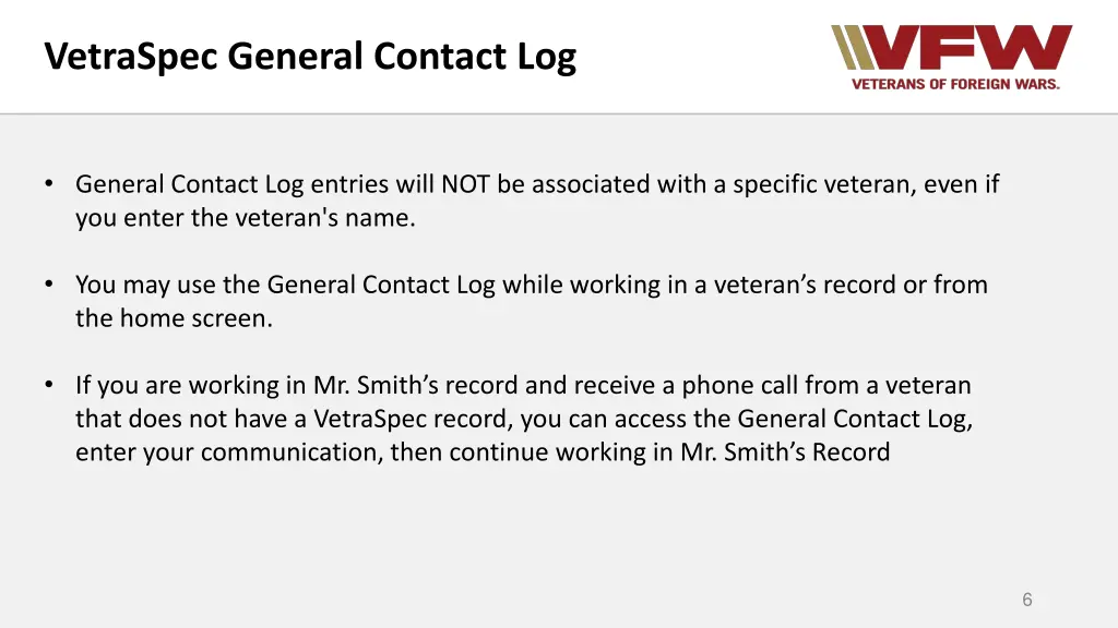 vetraspec general contact log 1