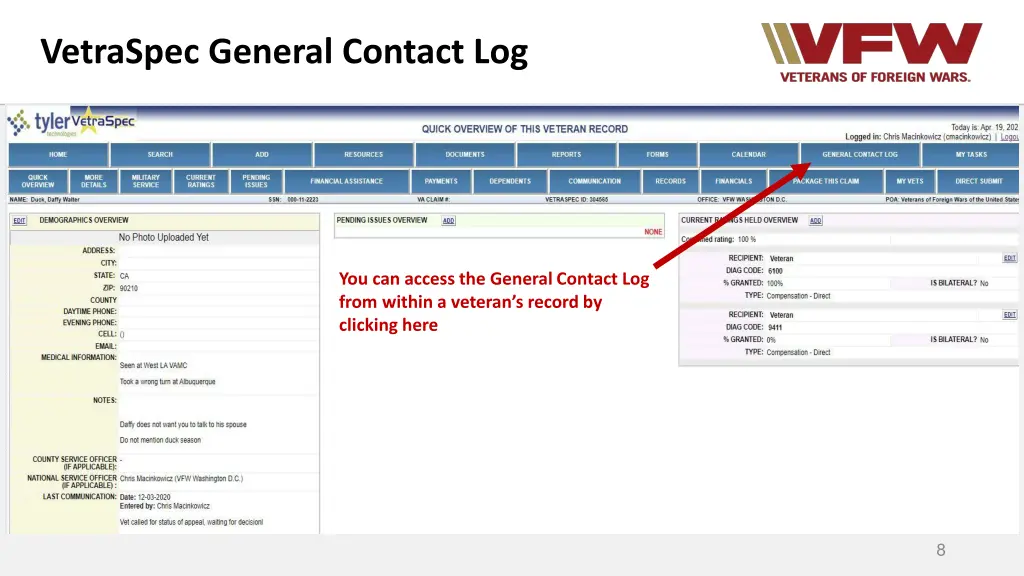 vetraspec general contact log 3