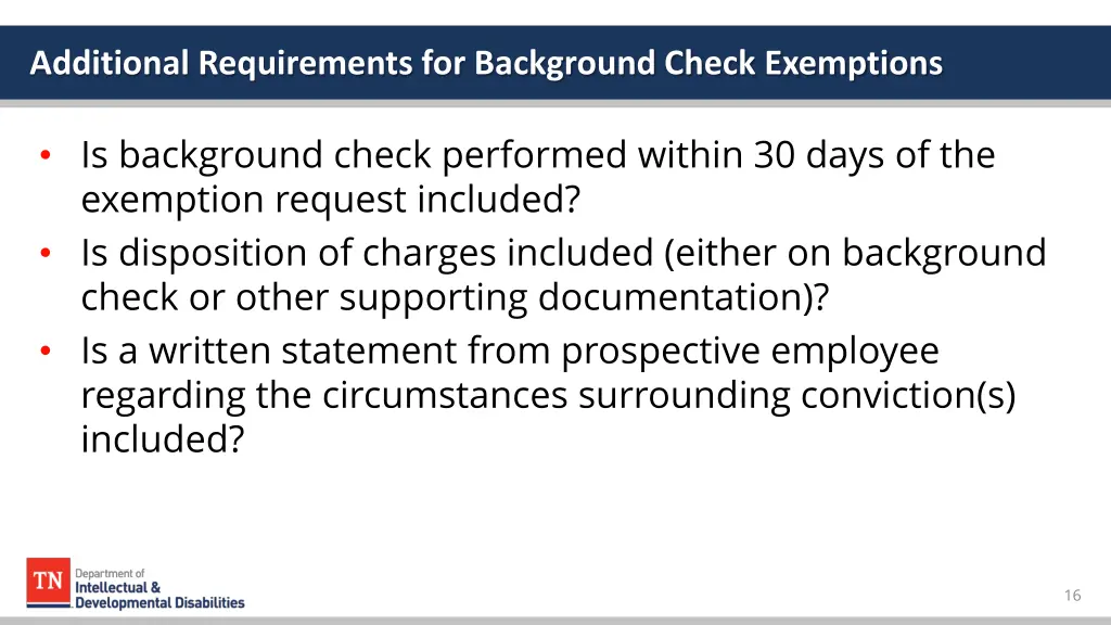 additional requirements for background check