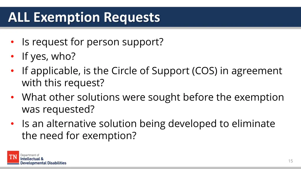 all exemption requests 1