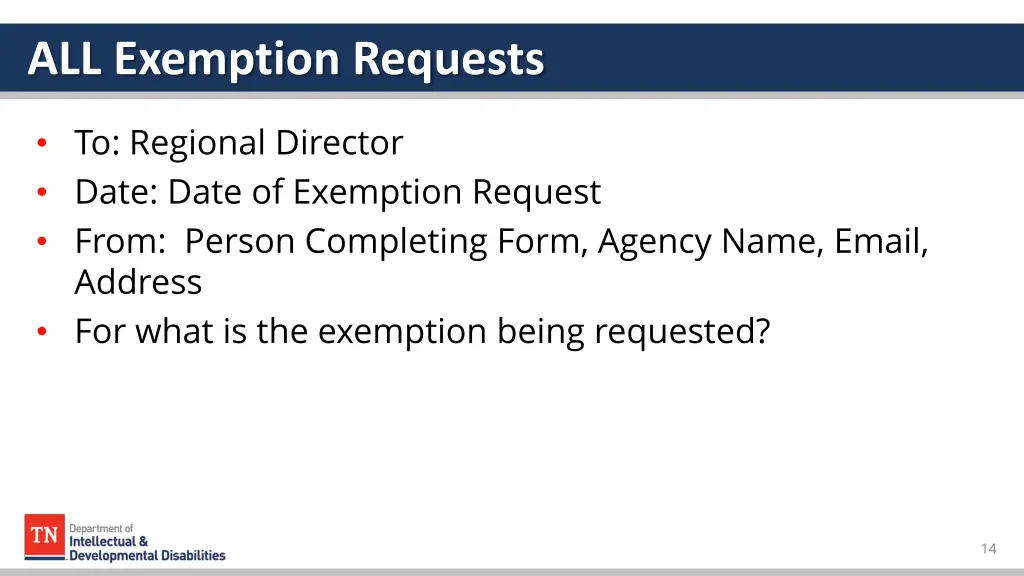 all exemption requests