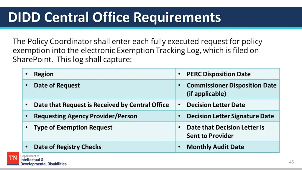 didd central office requirements 7