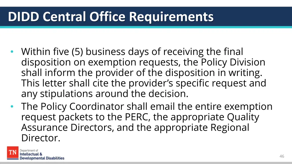 didd central office requirements 8