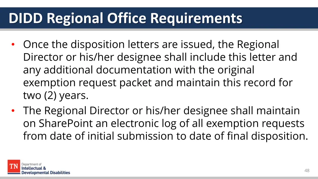 didd regional office requirements 2