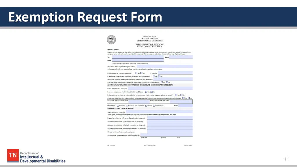 exemption request form