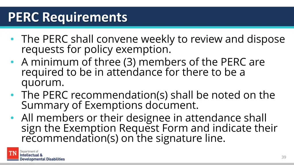 perc requirements 2