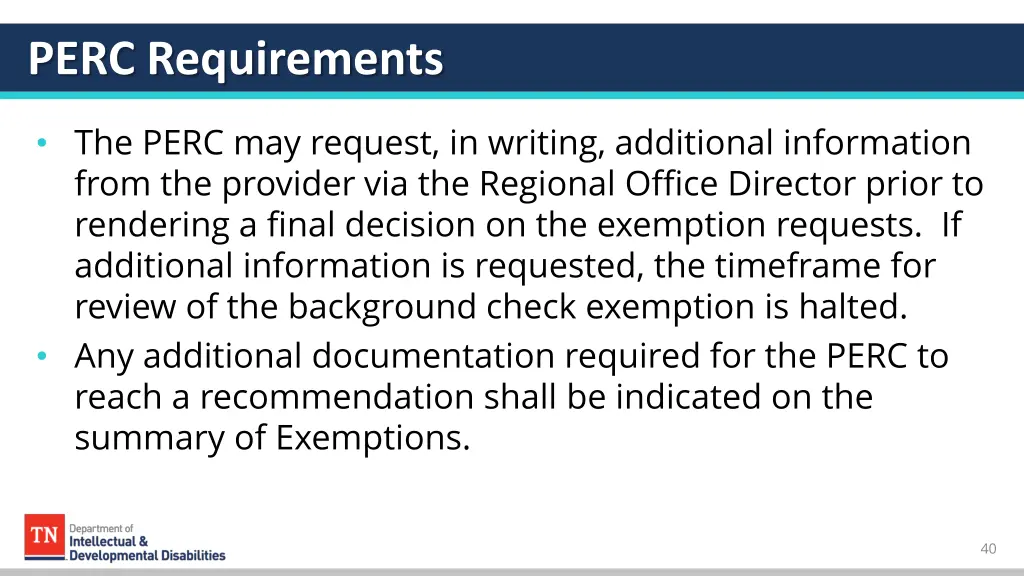 perc requirements 3