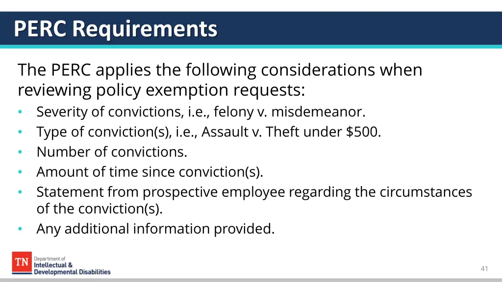 perc requirements 4