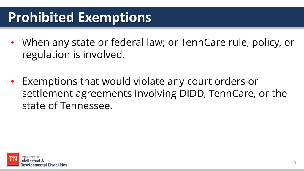 prohibited exemptions 1