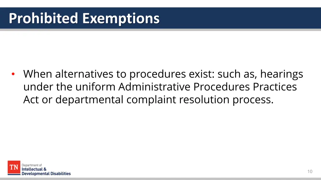 prohibited exemptions 2