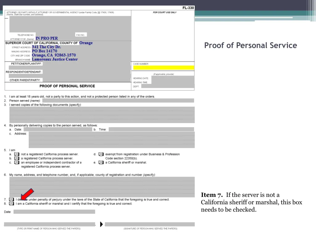 proof of personal service 8