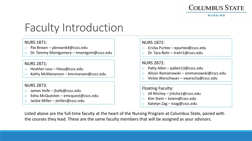 faculty introduction