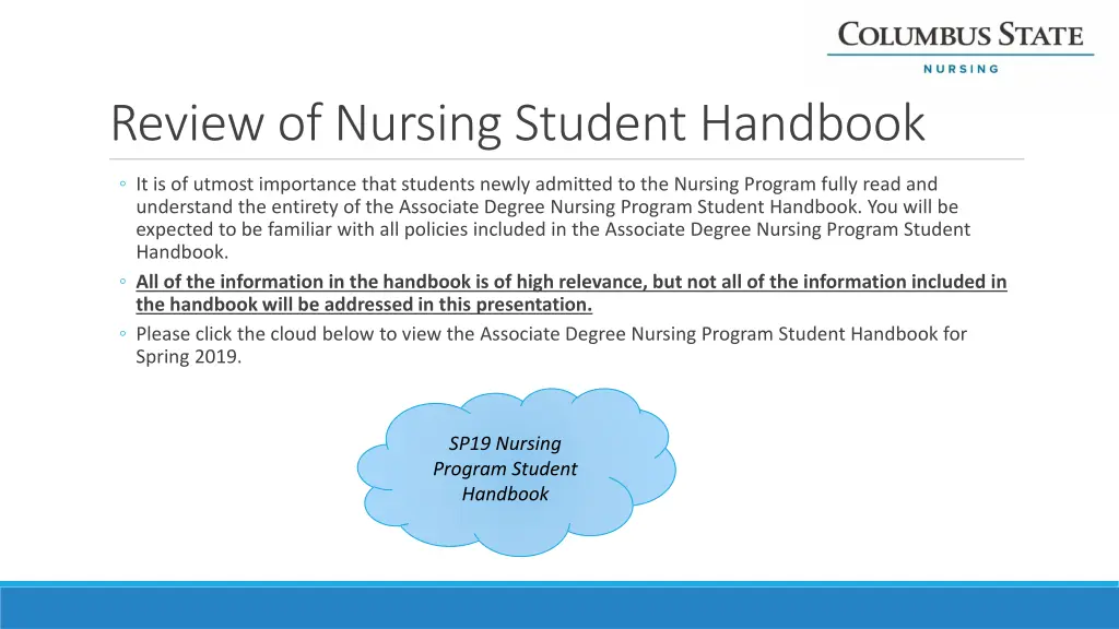 review of nursing student handbook