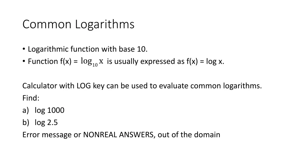 common logarithms