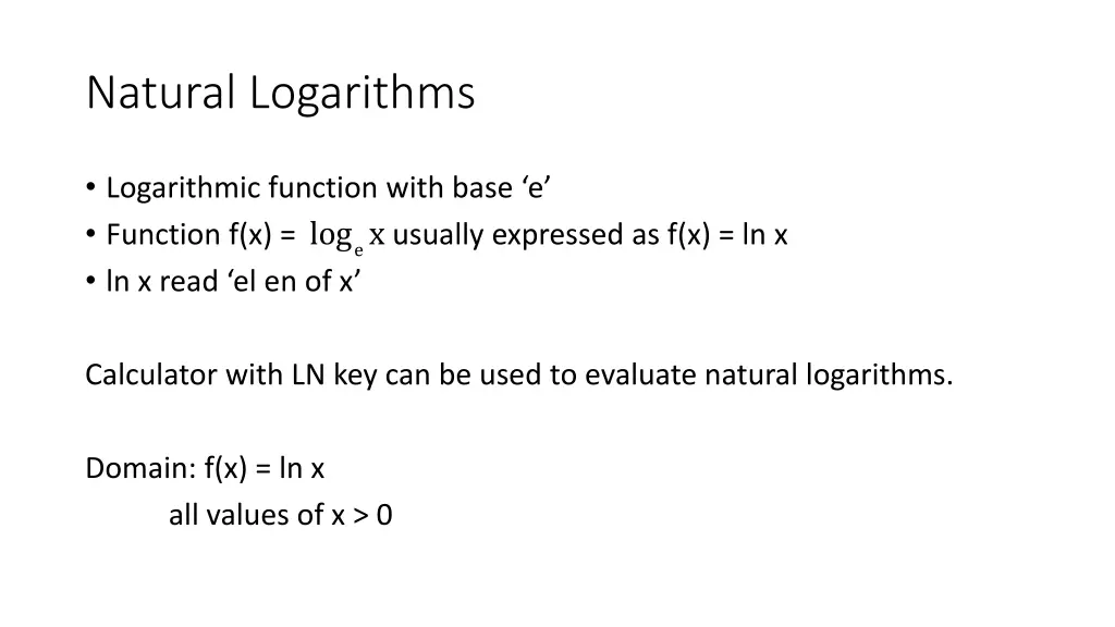 natural logarithms