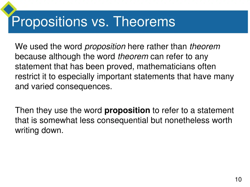 propositions vs theorems