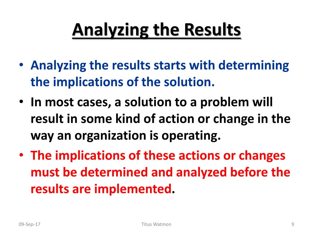 analyzing the results