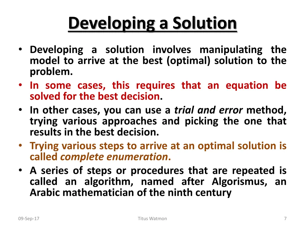 developing a solution