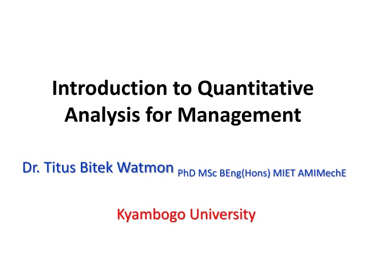 introduction to quantitative analysis