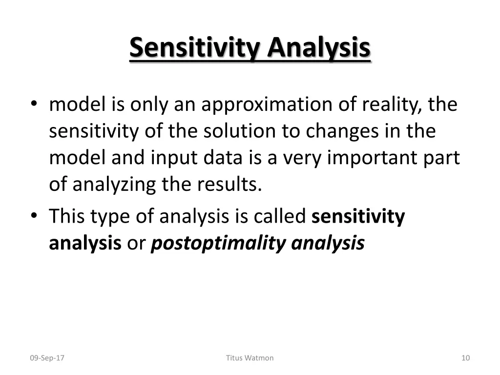 sensitivity analysis