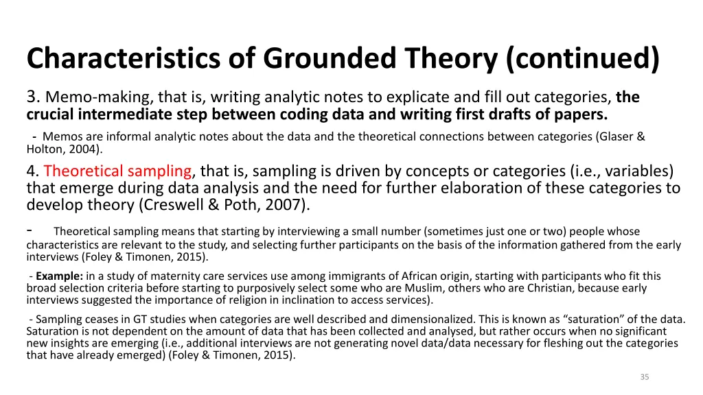 characteristics of grounded theory continued