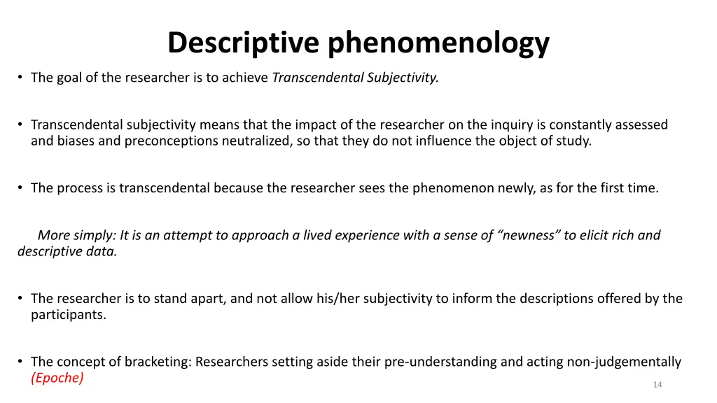 descriptive phenomenology