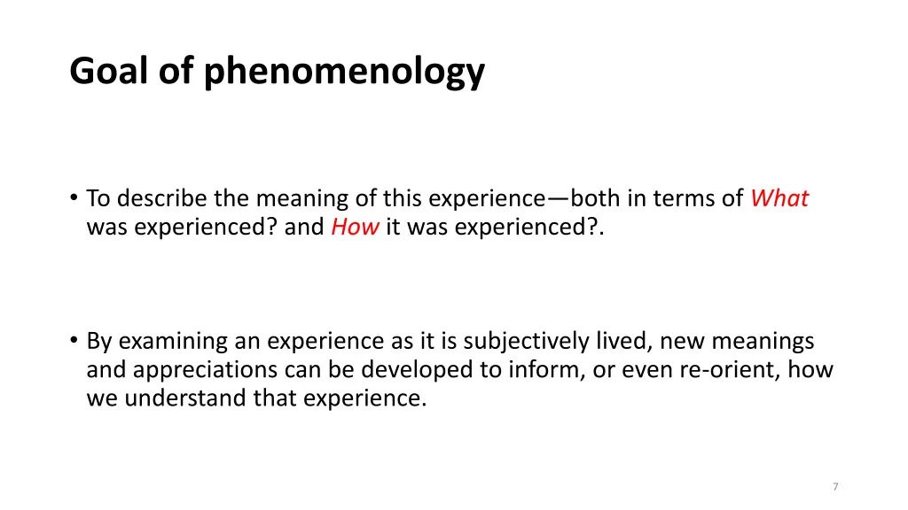 goal of phenomenology