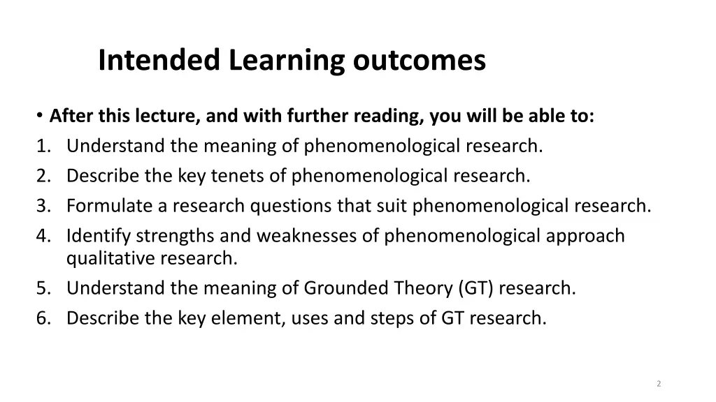 intended learning outcomes