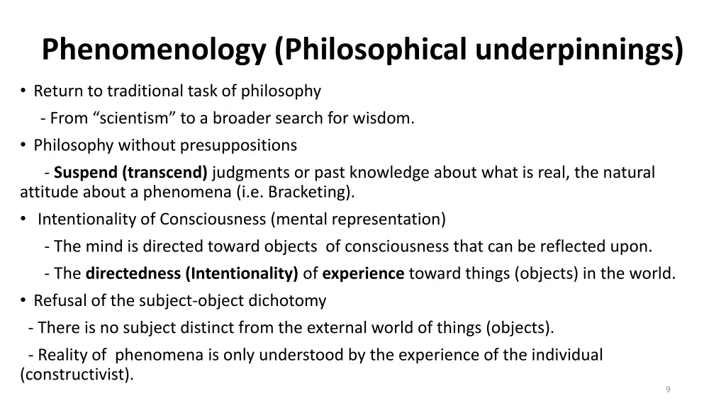 phenomenology philosophical underpinnings