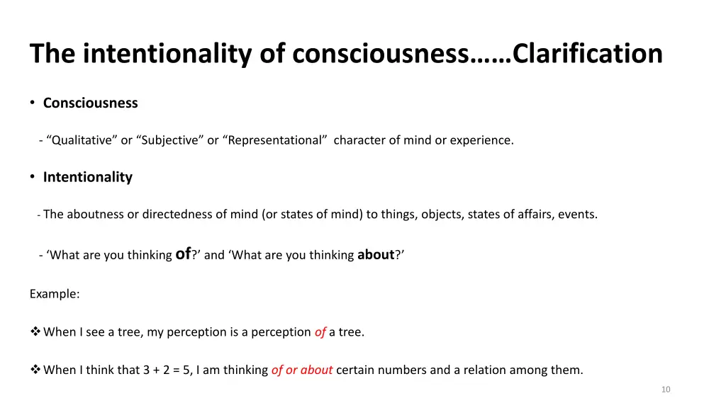 the intentionality of consciousness clarification