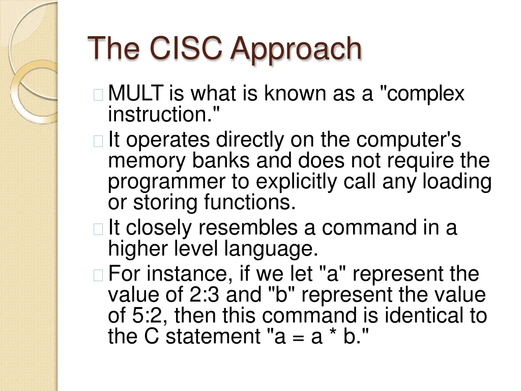 the cisc approach 2