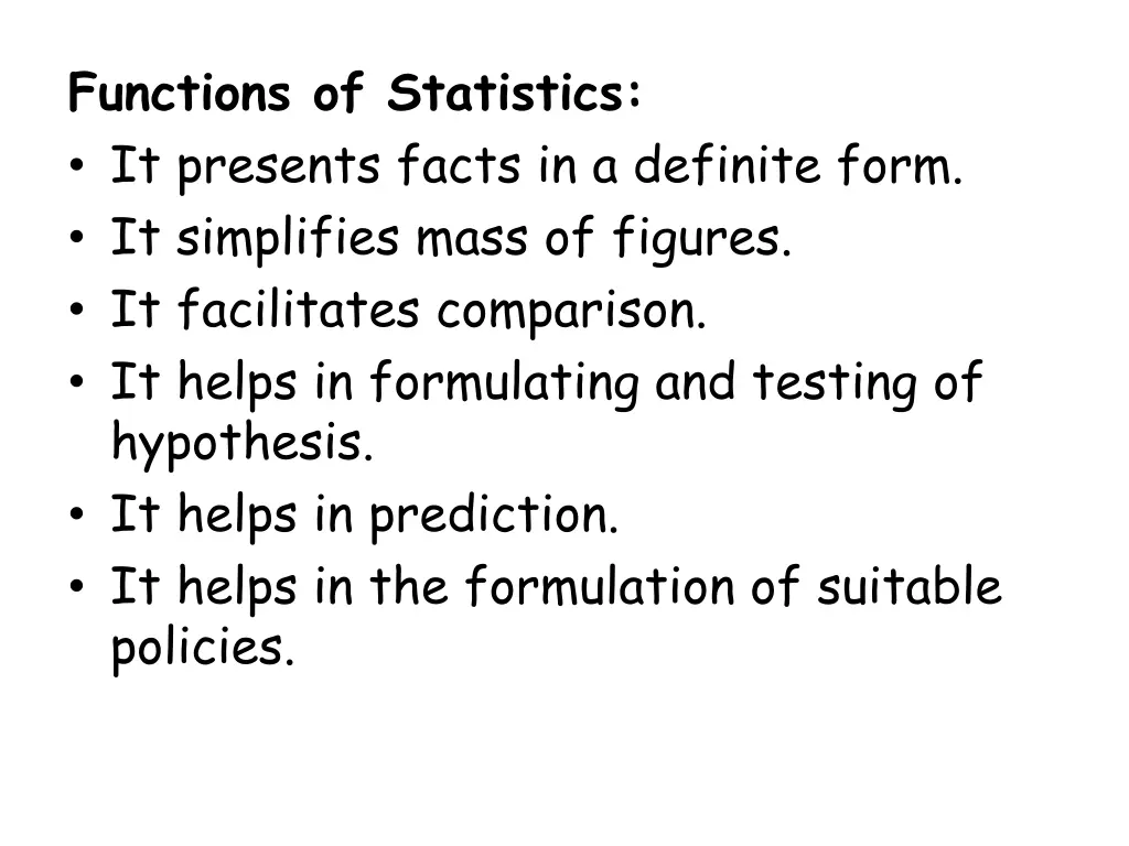 functions of statistics it presents facts