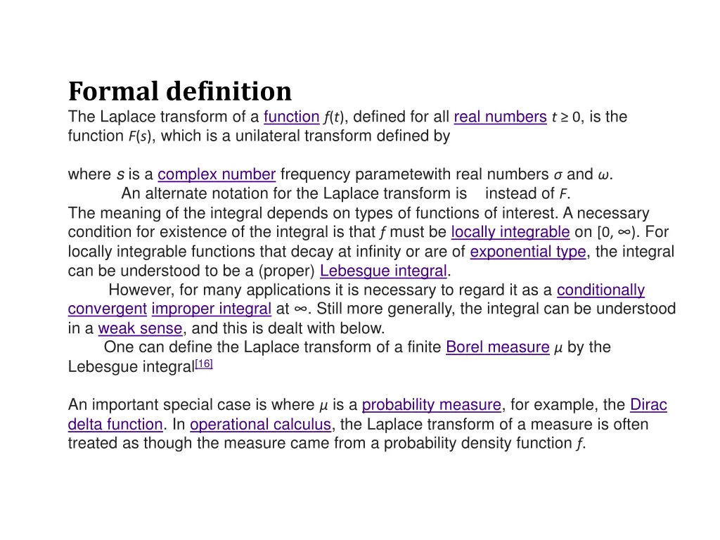 formal definition the laplace transform