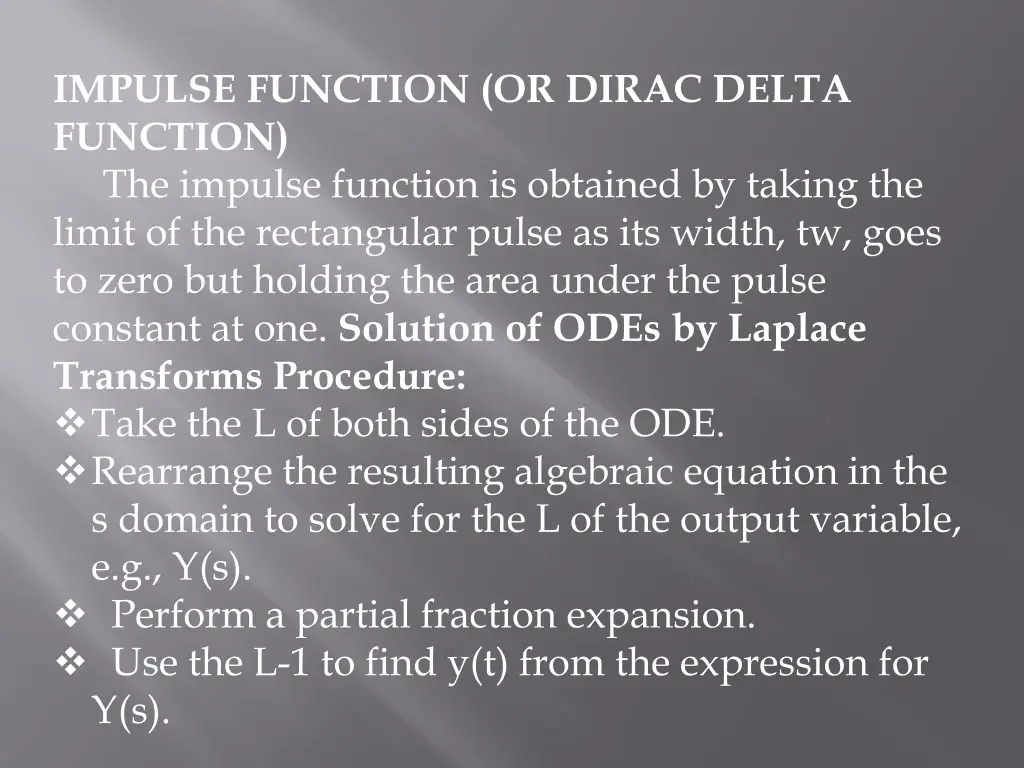 impulse function or dirac delta function