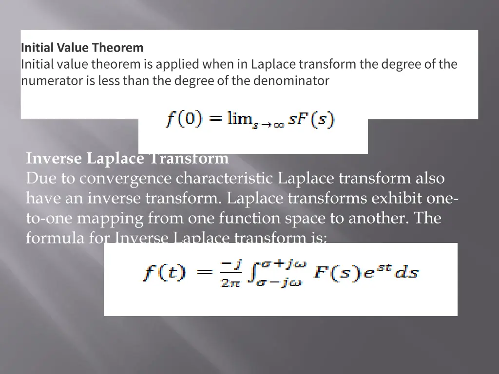 initial value theorem initial value theorem