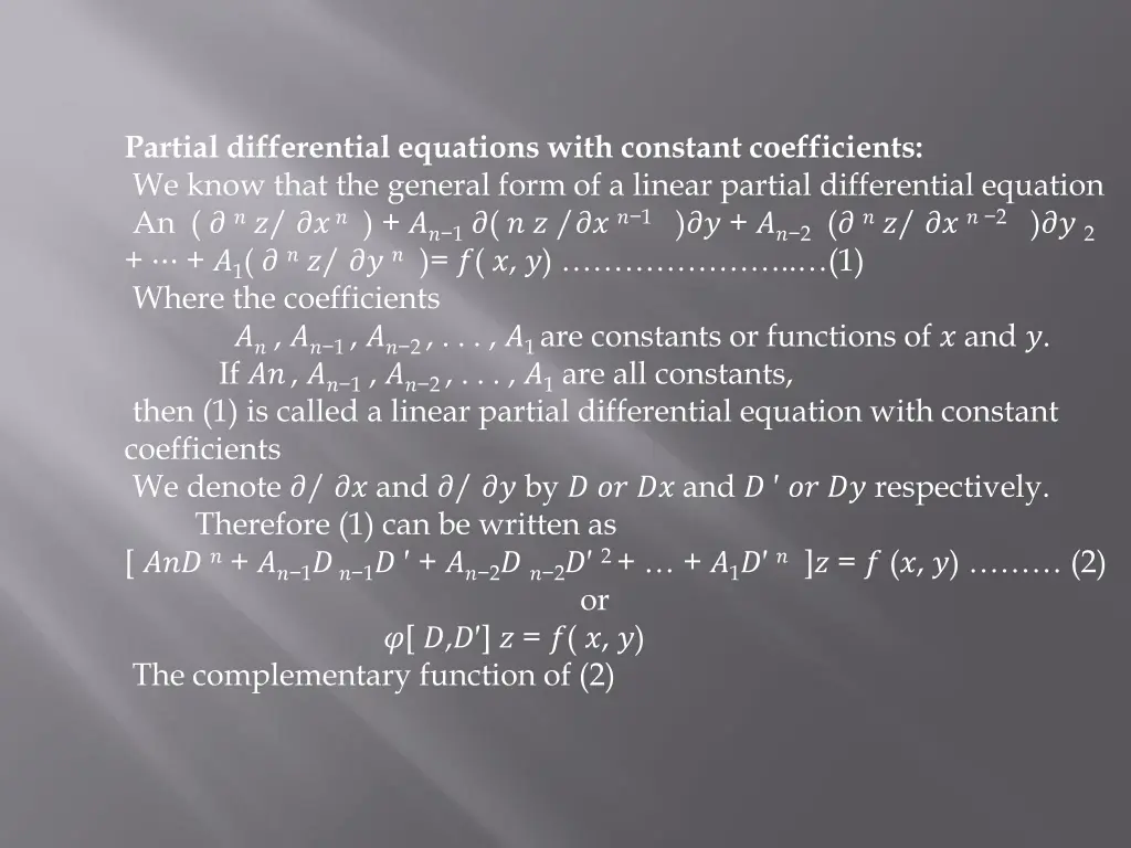 partial differential equations with constant