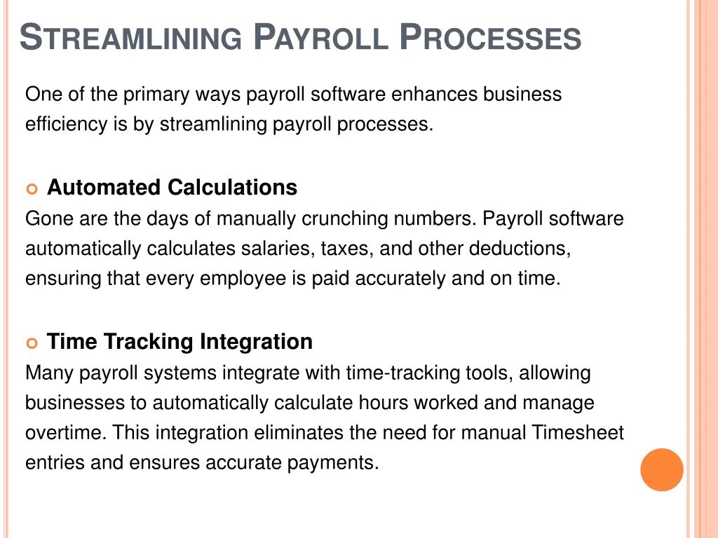 s treamlining p ayroll p rocesses