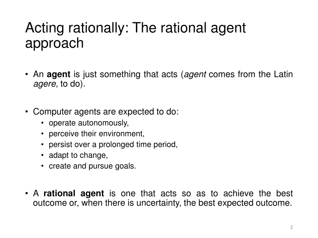 acting rationally the rational agent approach