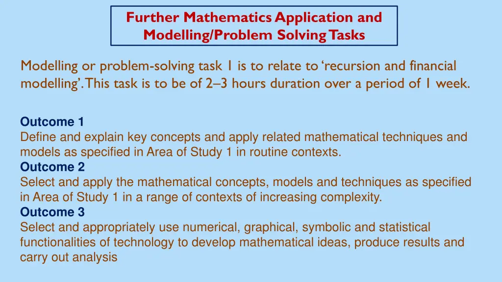 further mathematics application and modelling 13