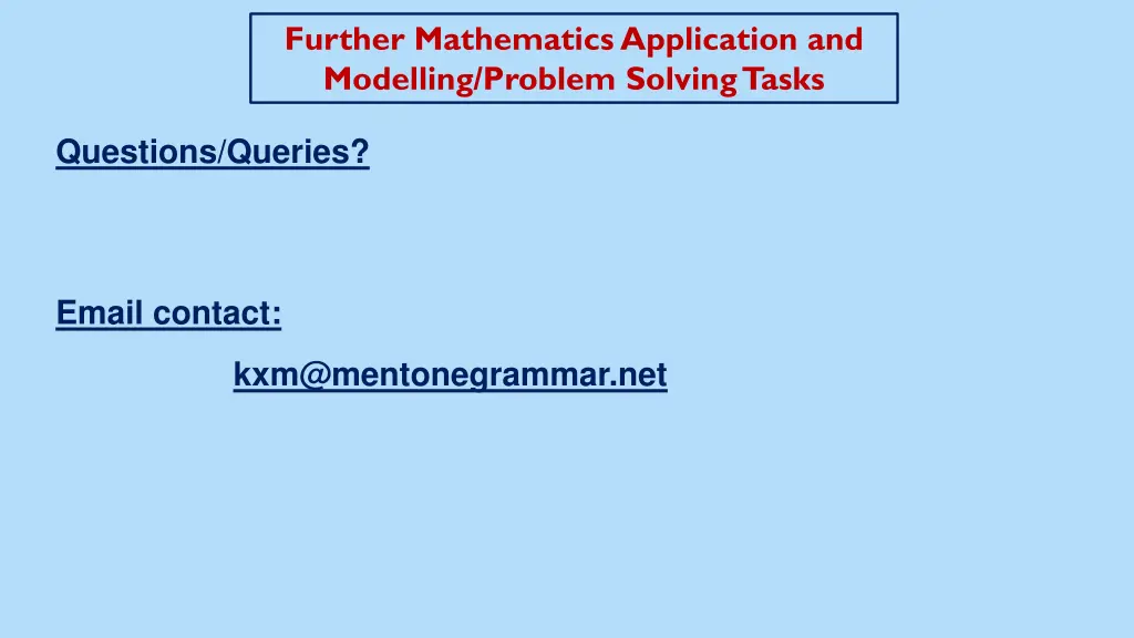 further mathematics application and modelling 15