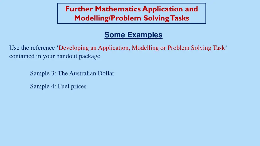 further mathematics application and modelling 5