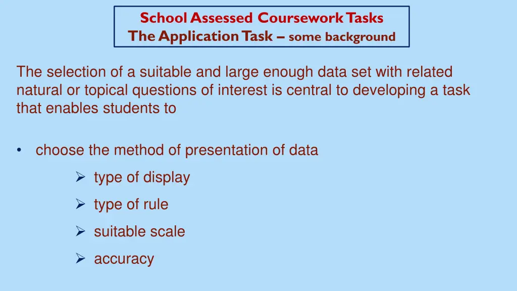 school assessed coursework tasks the application 2