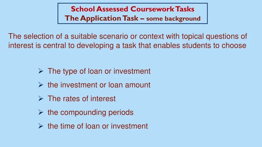 school assessed coursework tasks the application 6