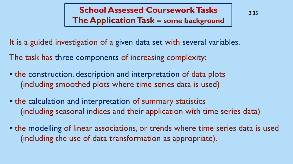 school assessed coursework tasks the application