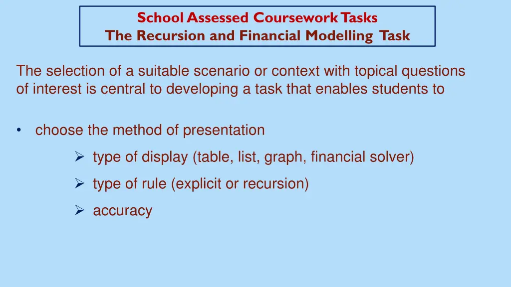 school assessed coursework tasks the recursion